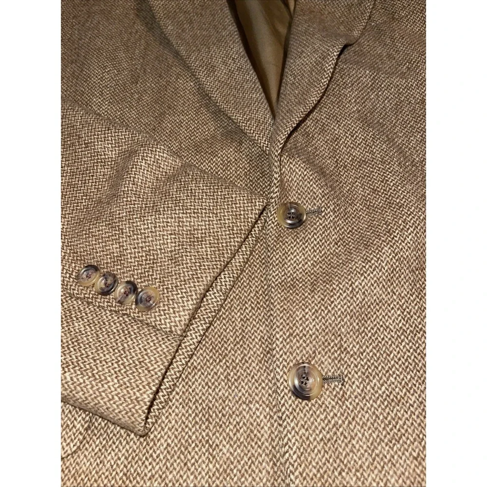 Perlis 100% Camel Hair Blazer‎ Men 44L Tall Beige Business Wedding Resort